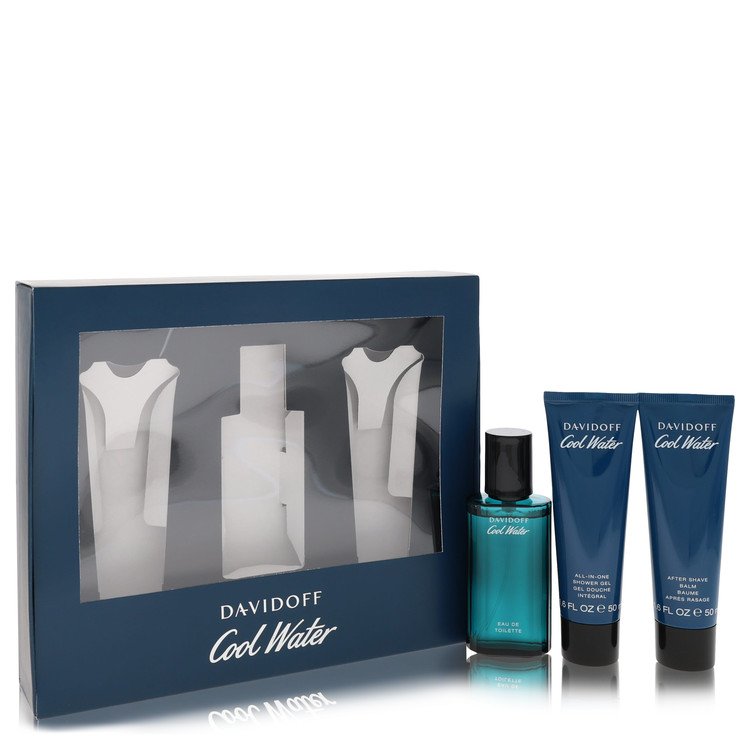 Cool Water Gift Set By Davidoff 1.4 oz Eau De Toilette Spray +1.7 oz After Shave Balm+ 1.7 oz Shower Gel For Men By Davidoff