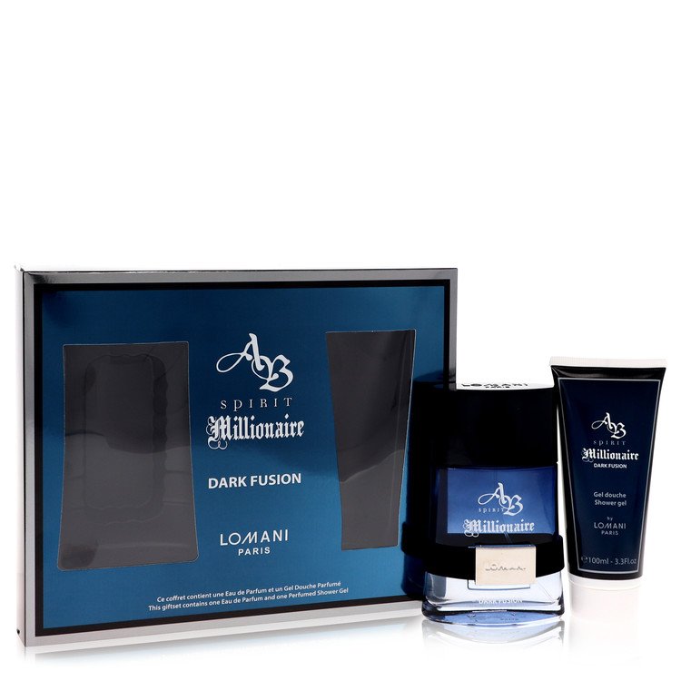Spirit Millionaire Dark Fusion Gift Set By Lomani 3.3 oz Eau De Parfum Spray + 3.3 oz Shower Gel For Men By Lomani