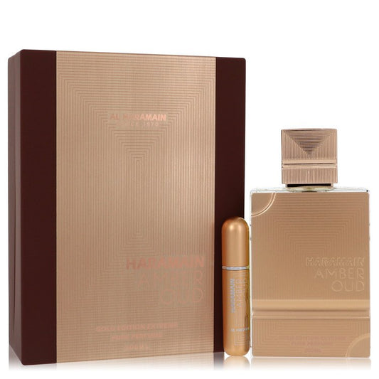 Al Haramain Amber Oud Gold Edition Extreme Gift Set By Al Haramain 6.7 Pure Perfume Spray + 0.34 oz Refillable Spray For Women By Al Haramain