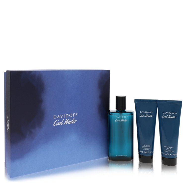 Cool Water Gift Set By Davidoff 4.2 oz Eau De Toilette Spray + 2.5 oz After Shave Balm + 2.5 oz Shower Gel For Men By Davidoff