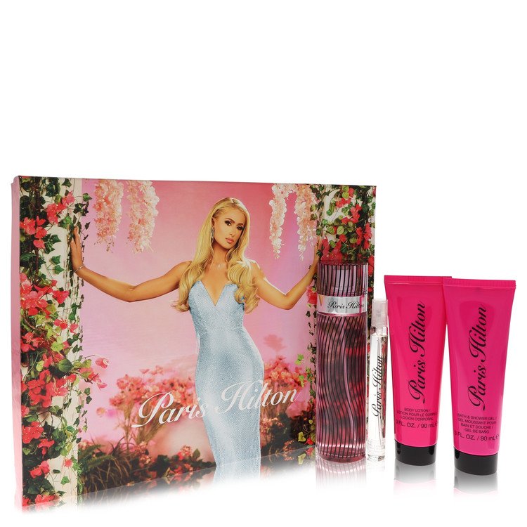 Paris Hilton Gift Set By Paris Hilton 3.4 oz Eau De Parfum Spray + 3 oz Body Lotion + 3 oz Shower Gel + .34 oz  Mini EDP Spray For Women By Paris Hilton
