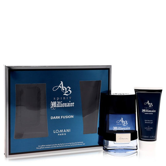 Spirit Millionaire Dark Fusion Gift Set By Lomani 3.3 oz Eau De Parfum Spray + 3.3 oz Shower Gel For Men By Lomani