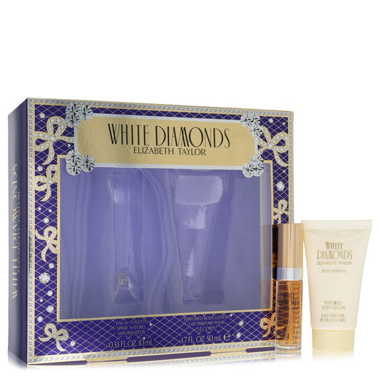 White Diamonds Gift Set By Elizabeth Taylor 0.33 oz Mini EDT Spray + 1.7 oz Body Lotion For Women By Elizabeth Taylor